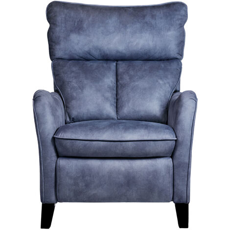 Fauteuil relax manuel en microfibre couleur Bleu - Longueur 76 x Profondeur 90 x Hauteur 108 cm
