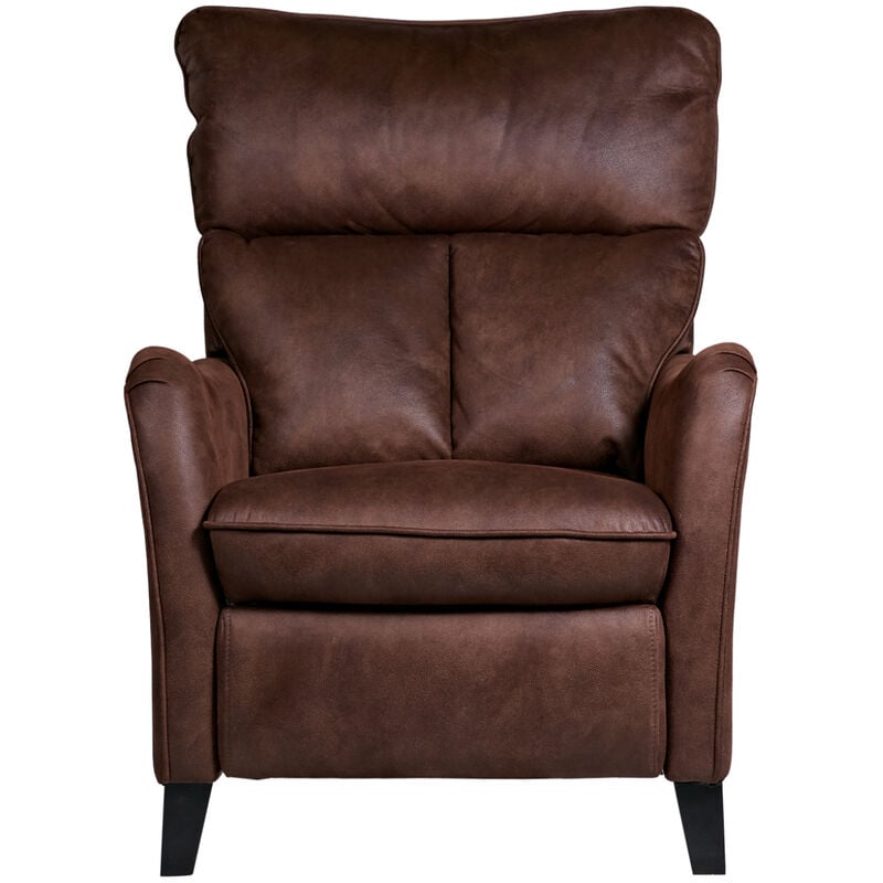 Fauteuil relax manuel en microfibre couleur chocolat - Longueur 76 x Profondeur 90 x Hauteur 108 cm