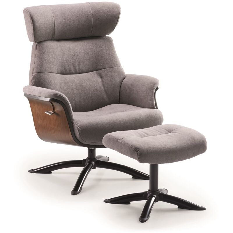 Fauteuil relax manuel en microfibre couleur Gris avec repose-pieds - Longueur 76 x Profondeur 80 x Hauteur 106 cm