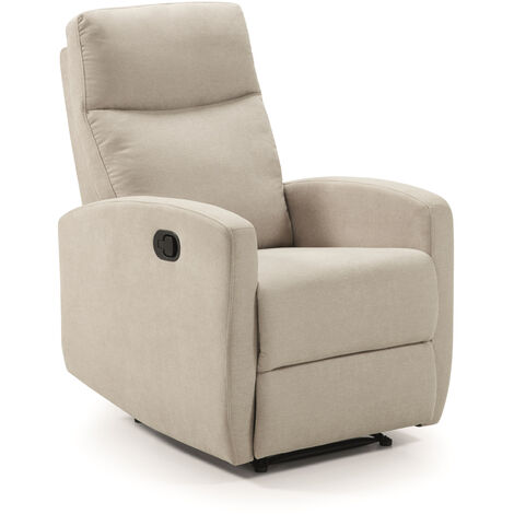 Fauteuil relax manuel en tissu waterproof couleur Ivoire - Longueur 66 x Profondeur 88 x Hauteur 103 cm