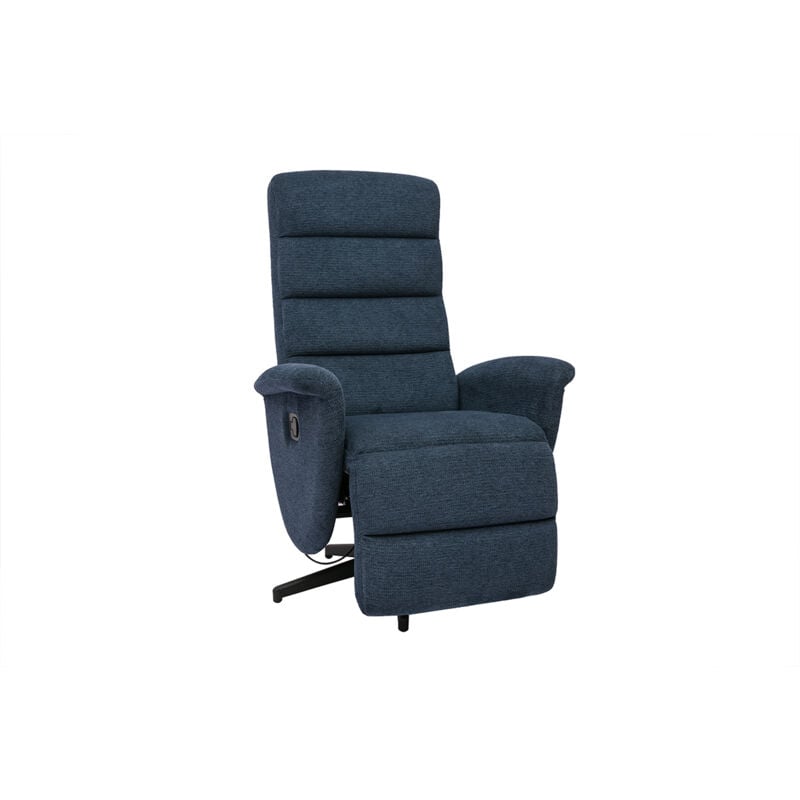 Miliboo - Fauteuil pivotant relax manuel en tissu chenille bleu foncé nelson