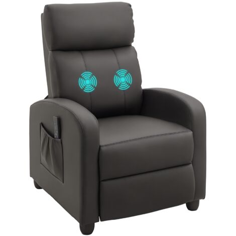Fauteuil relax massant avec vibration inclinaison 150 degres 2 moteurs marron 68x88x98 cm