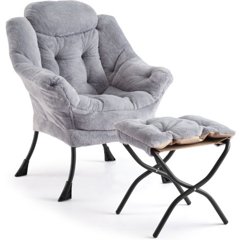 Fauteuil Relax Oversized Avec Ottoman, Ergonomic, Capacité 180kg, Repose-pieds Pliable, Pochette Latérale, Chambre, Couleur 10