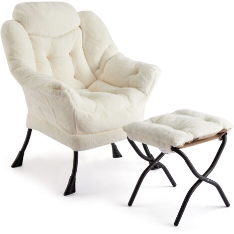Fauteuil Relax Oversized Avec Ottoman, Ergonomic, Capacité 180kg, Repose-pieds Pliable, Pochette Latérale, Chambre, Couleur 3
