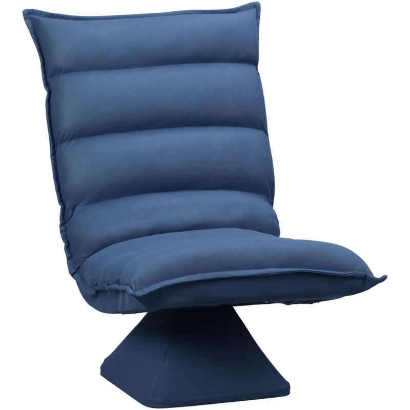 Homcom - Fauteuil relax grand confort pivotant inclinaison réglable 5 niv. épais garnissage mousse haute densité tissu velours microfibre bleu
