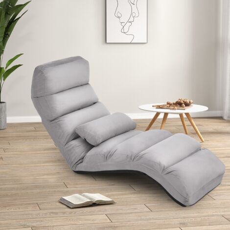 Fauteuil relax pliable réglable 5 positions faux daim salon bureau gris CW1251 DESIGN IN