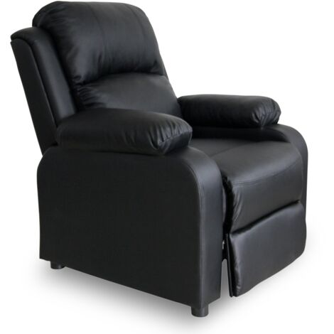 Intensedeco – Fauteuil relax noir synthétique – Réglage dossier jusqu'à 160° – Dimensions L84 x P95 x H102 cm – Confort optimal pour salon