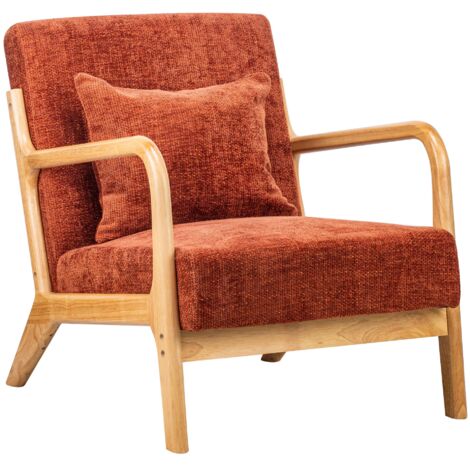 Nordlys – Fauteuil relax scandinave en hévéa – Tissu certifié OEKO-TEX 80% polyester – Dimensions 65x82x76 cm – Capacité 120 kg