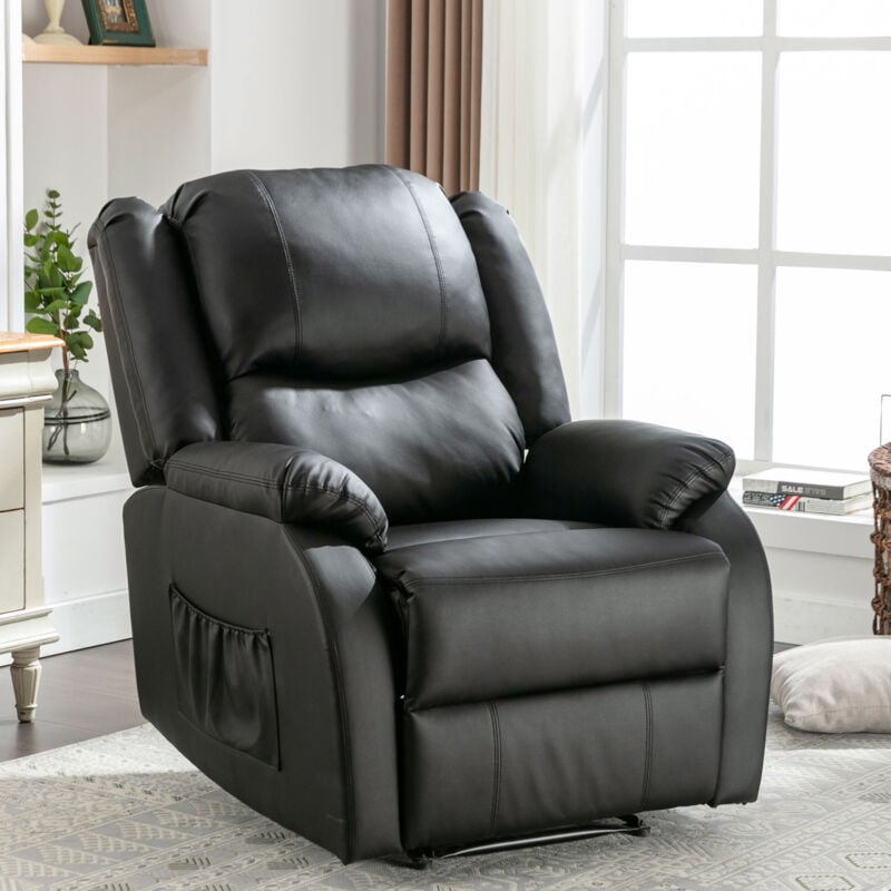 Fauteuil relax simple avec Repose-Pieds, Chaise Longue Fauteuil tv pour Salon, pu - Noir xxl