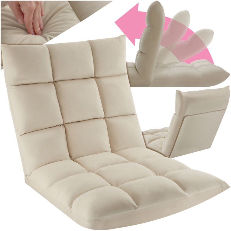 Tectake - Fauteuil relax Snooze, 2 en 1, velours, réglable en 14 positions - beige