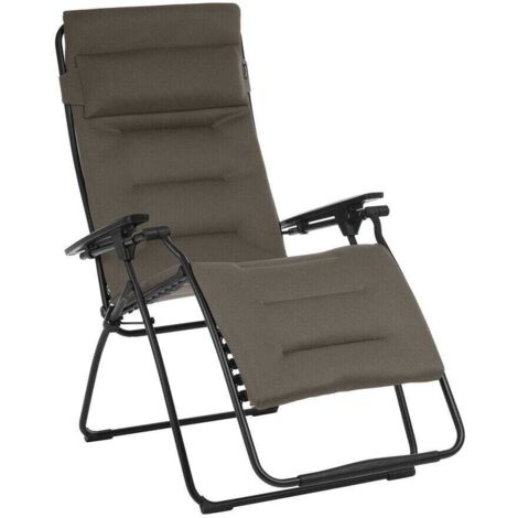 Fauteuil Relax Transat Jardin - Chaise Longue Zéro Gravité Xl - Futura Xl - Aircomfort® - Marron Taupe - Lafuma Mobilier