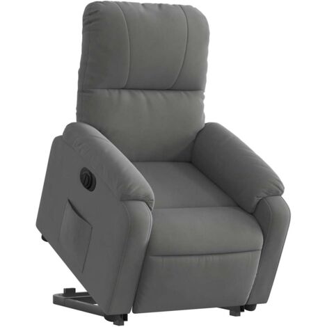 Fauteuil relax TV fonction de levage électrique très confortable en tissu microfibre gris DEC028368