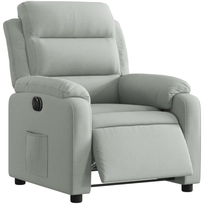 Fauteuil relax tv fonction d'inclinaison électrique très confortable en velours gris clair DEC028333