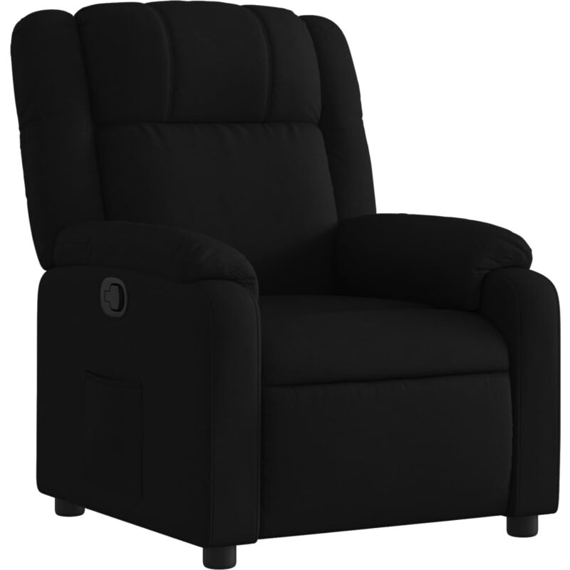 Décoshop26 - Fauteuil relax tv rembourrage confortable fonction d'inclinaison manuelle en tissu noir DEC028109