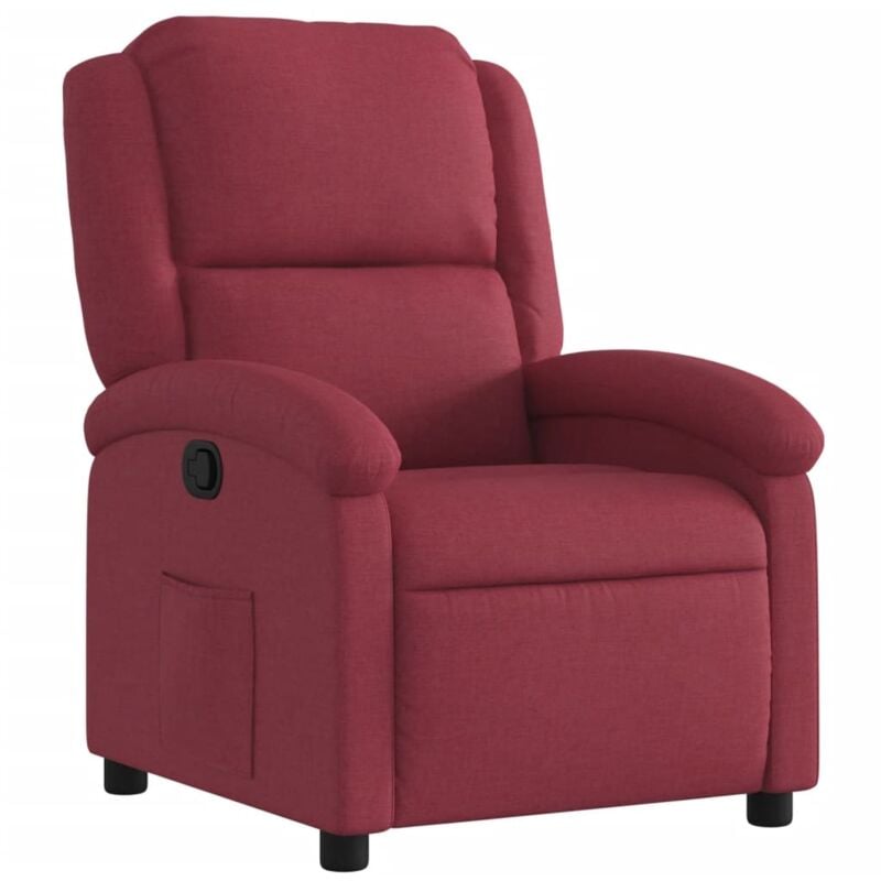 Fauteuil relax tv rembourrage confortable fonction d'inclinaison manuelle en tissu rouge bordeaux DEC028147