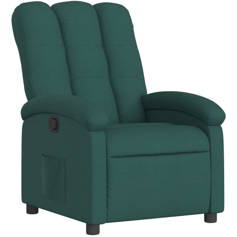 Fauteuil relax tv rembourrage confortable fonction d'inclinaison manuelle en tissu vert foncé DEC028210