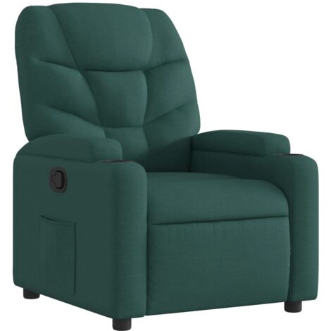 Fauteuil relax TV rembourrage confortable fonction d'inclinaison manuelle en tissu vert foncé DEC028224