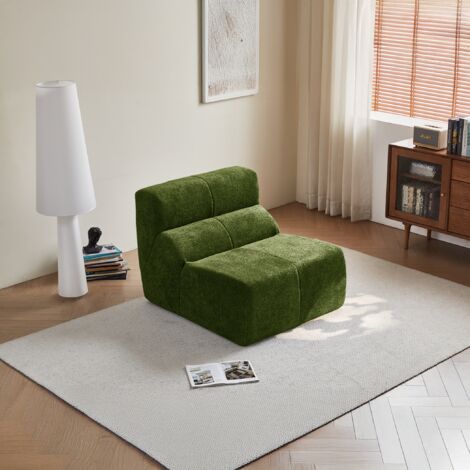 Fauteuil relax velours, Canapé de relaxation individuel, mousse haute densité — salon & petits espaces, 94×110×79 cm, vert