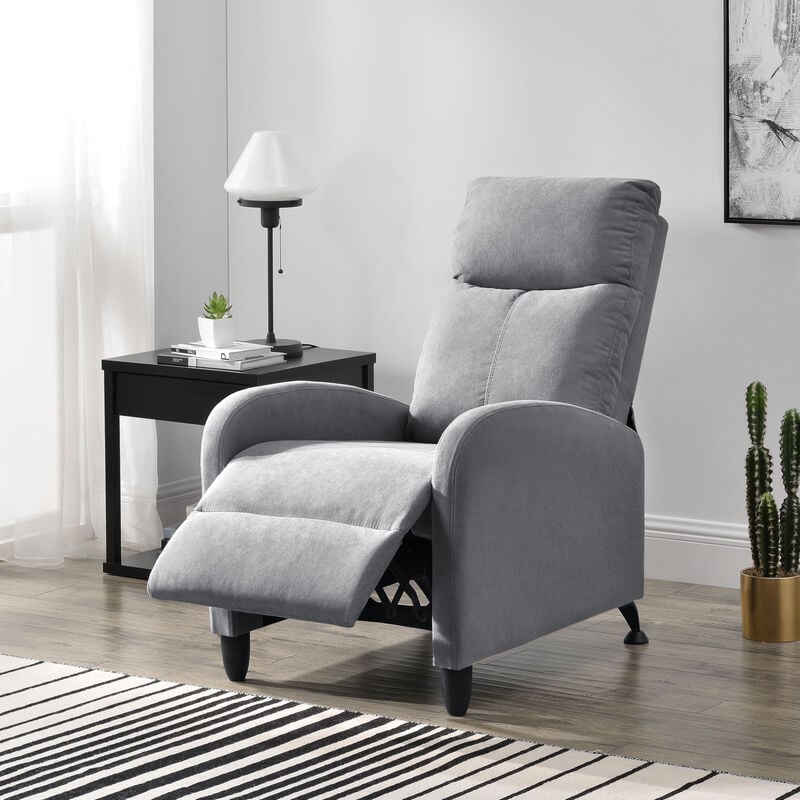 armchair de relaxation en tissu avec dossiers réglables et reproches de pied dans diverses couleurs taille : gris clair