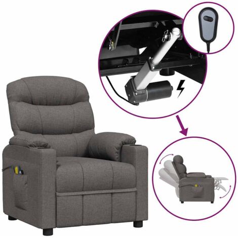 Fauteuil Relaxation  Fauteuil électrique de massage Gris foncé Tissu 65015