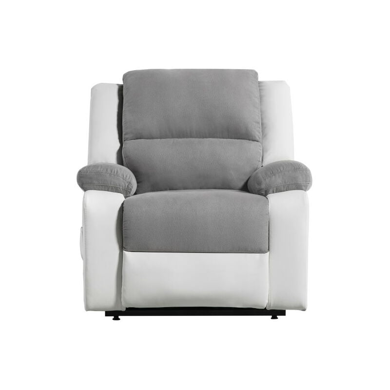 Loungitude - relaxxo - Fauteuil De Relaxation Electrique Releveur Et Massant - Microfibre / Simili - Blanc / Gris