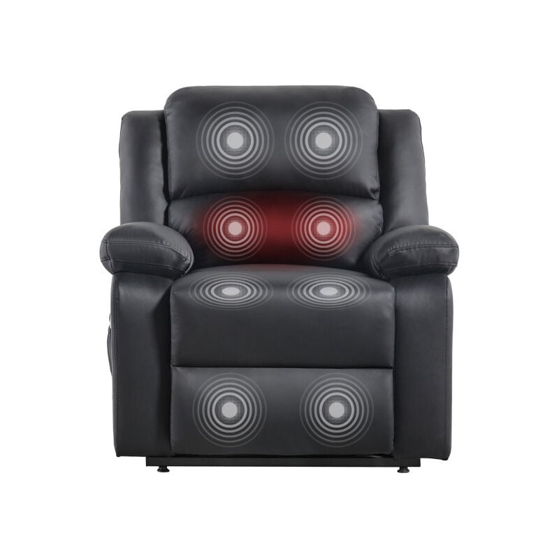 Loungitude - relaxxo - Fauteuil De Relaxation Electrique Releveur Et Massant En Simili leo - Noir