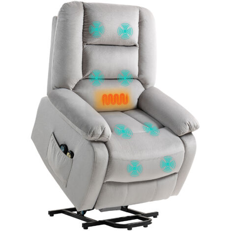 Fauteuil releveur avec massage, dimensions 90x93x110 cm, couleur gris clair