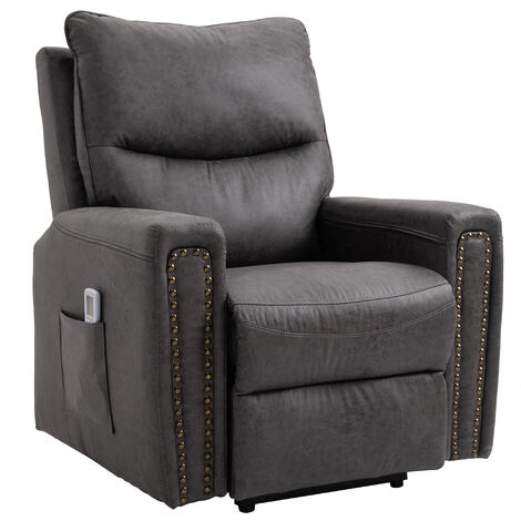 Fauteuil releveur de massage électrique fauteuil de relaxation inclinable avec repose-pied télécommande revêtement synthétique tissu 86 x 92,5 x 104 gris - Gris