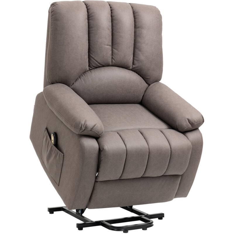 Homcom - Fauteuil de relaxation électrique - fauteuil releveur inclinable - repose-pied ajustable - microfibre polyester gris