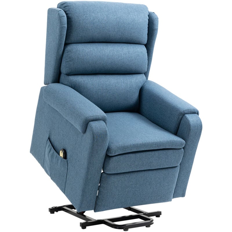 MH - Fauteuil releveur de relaxation inclinable tissu bleu