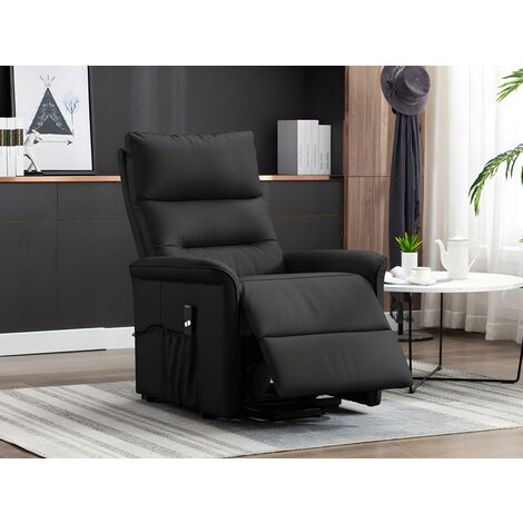 Fauteuil releveur en cuir DEBY - Noir - Noir