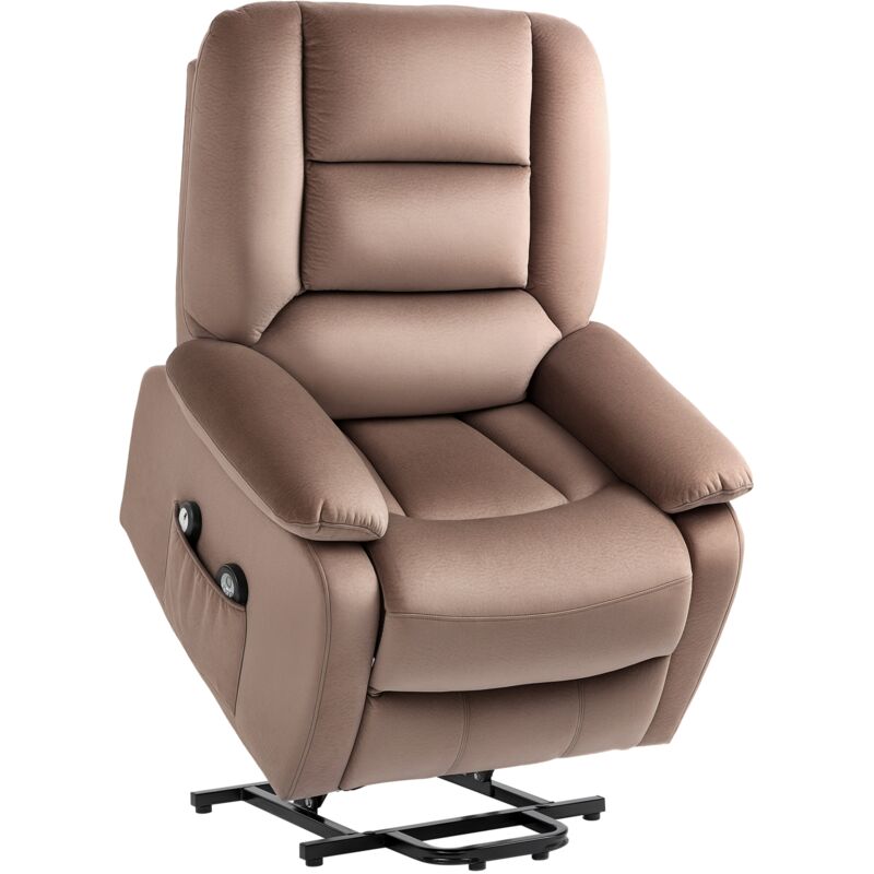 Homcom - Fauteuil releveur massant chauffant inclinable repose-pied intégré effet velours marron