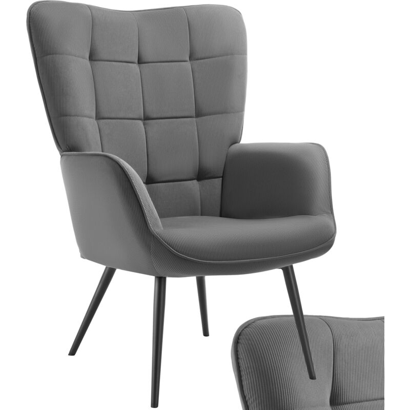 Tectake - Fauteuil Hygge rembourré, ergonomique, charge maximale 150 kg -