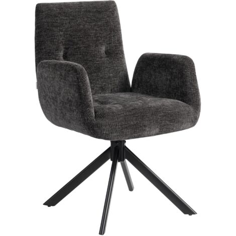 Fauteuil rembourré, chaise longue, design moderne, pivotant, capacité de charge jusqu'à 120 kg, noir.
