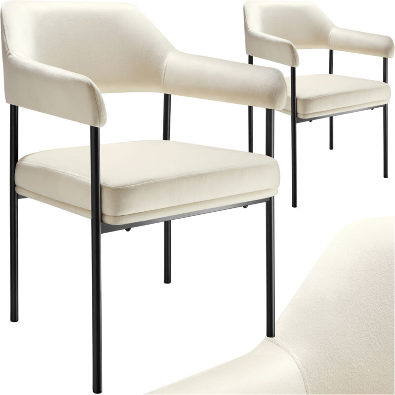 Lot 2 fauteuils rembourrés avec pieds en acier dossier continu blanc