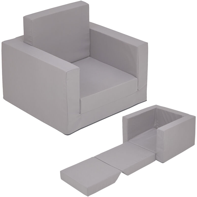 Fauteuil rembourré enfant 2en1 dépliable - gris - Fauteuil enfant 48 x 41 cm convertible en lit