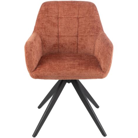 Fauteuil repas 58x56,5x85 cm en tissu terracotta et métal - LOUKS