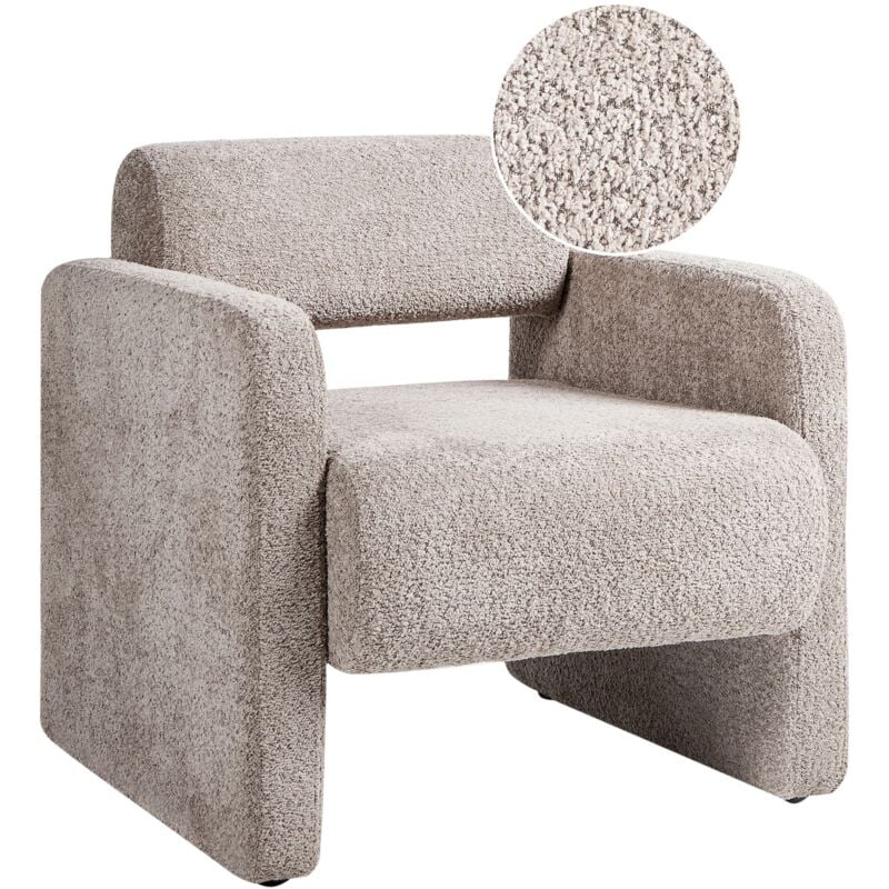 Beliani - Fauteuil Rétro en Bouclé d'Appoint Meuble de Salon Beige Hallsberg