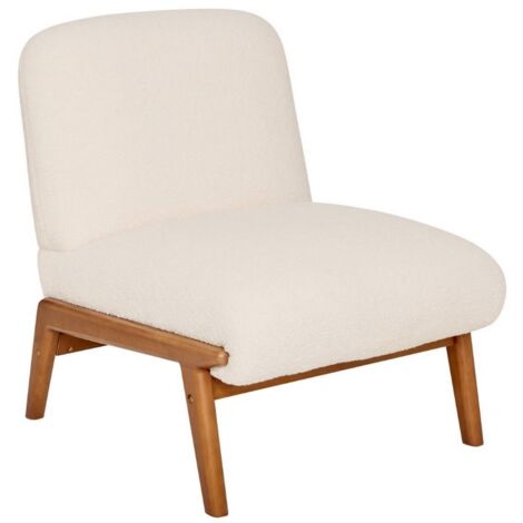 Fauteuil revĂŞtu de tissu bouclette coloris ivoire - Longueur 61,4 x Profondeur 75,5 x Hauteur 76 cm