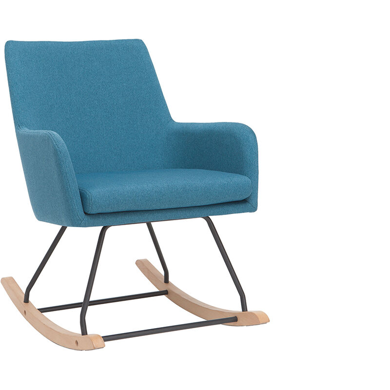 Miliboo - Fauteuil rocking chair design tissu SHANA - Bleu canard