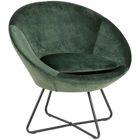 Fauteuil rond 82x71x81 cm en velours vert foncé - ARROW