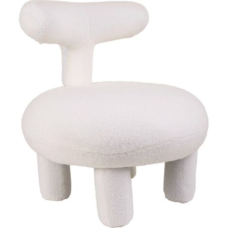 fauteuil rond en polyester blanc design contemporain élégant - blanc effet bouclette doux
