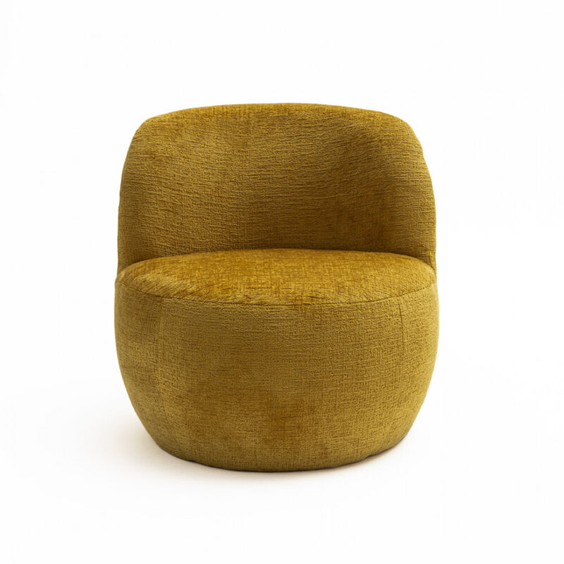 Fauteuil rond en tissu chenille - Jaune moutarde - Mo