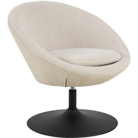 Fauteuil rond organique pivotant en tissu beige - NAEL