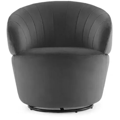 Fauteuil rond pivotant 360° velours gris anthracite moderne - COROLLA