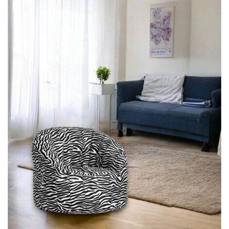 Fauteuil rond rembourré effet zèbre – Dimensions 80 x 80 x 80 cm – Tissu imperméable et facile à nettoyer – Confort ergonomique intérieur/extérieur – Talamo Italia