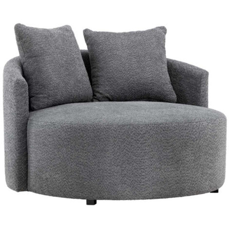 Fauteuil Rond Tissu Polaire "Kelso" 118cm Gris