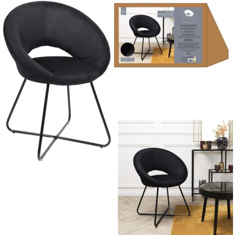 Fauteuil Rond Velours Côtelé Giulia Noir Home Deco Factory