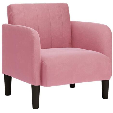 Fauteuil rose, 54 cm de haut, en velours.