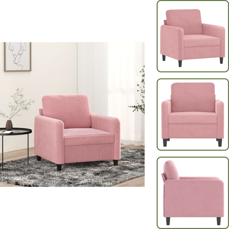 Fauteuil Rose 60 cm Velours - Fauteuil Rose - Canapé Velours - Meuble Salon - Chaise Relaxante - Décoration Intérieure